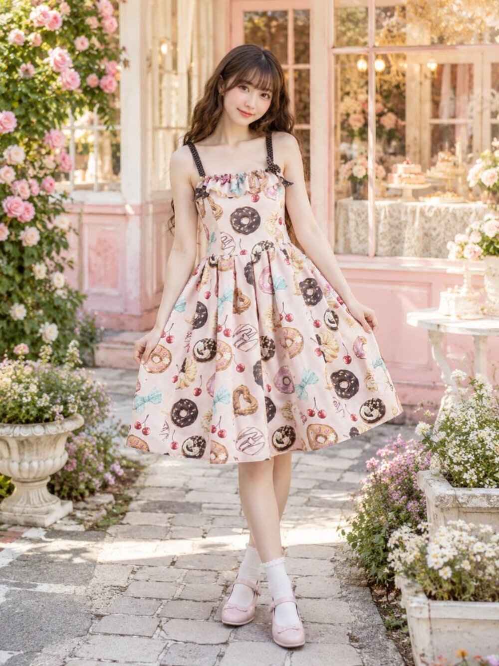 Emily Temple Cute Many Donuts Cherry Lolita Kawaii Otome-kei Dress Made in Japan